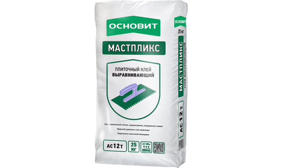 Плиточный клей выравнивающий ОСНОВИТ Мастпликс АС12 Т, 25 кг