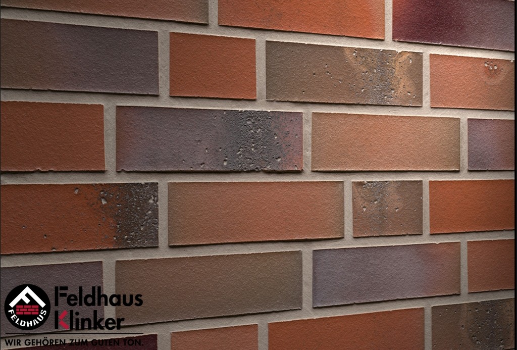 Фасадная плитка ручной формовки Feldhaus Klinker R580 salina carmesi colori NF14, 240*14*71 мм
